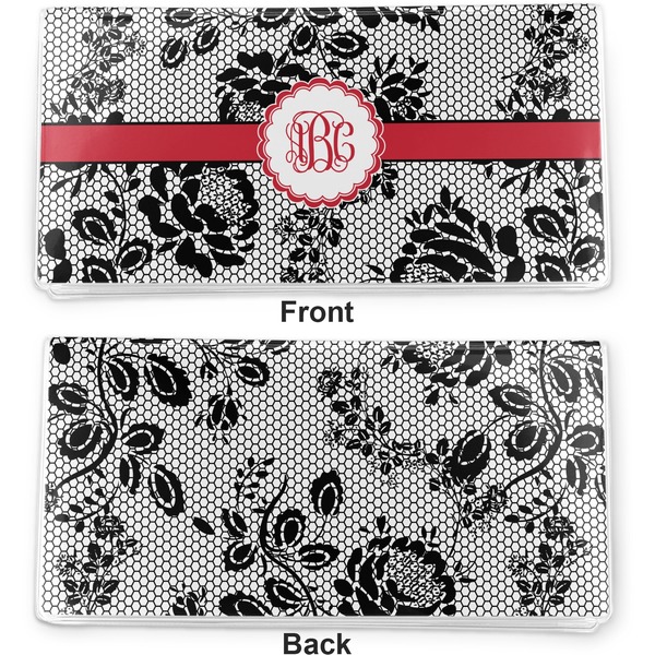 Black Lace Vinyl Check Book Cover - Front and Back