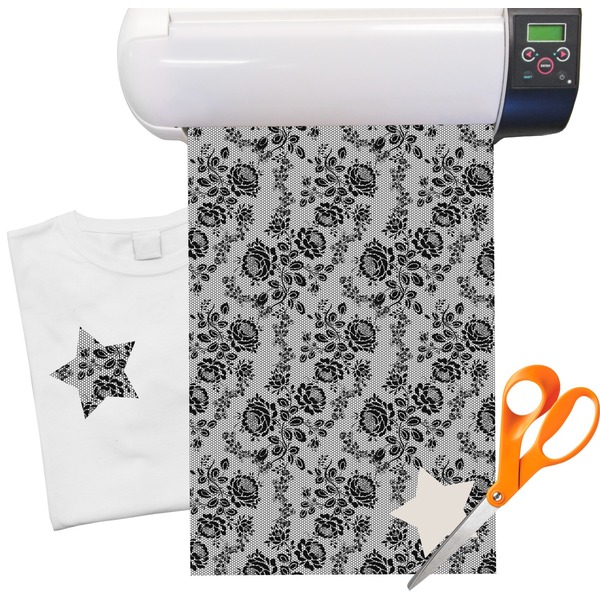 Custom Black Lace Heat Transfer Vinyl Sheet (12"x18")