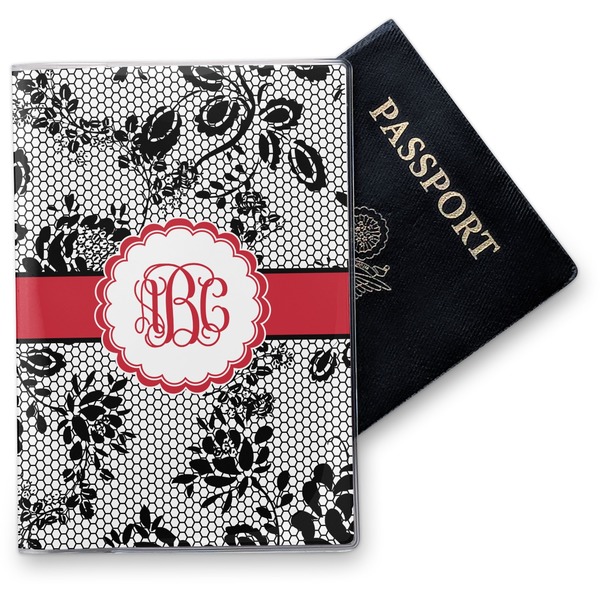 Custom Black Lace Vinyl Passport Holder (Personalized)