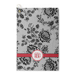 Black Lace Waffle Weave Golf Towel (Personalized)