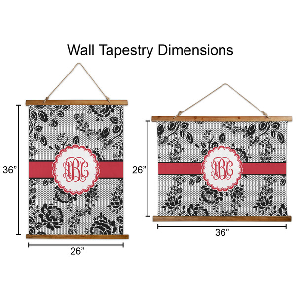 Black Lace Wall Hanging Tapestries - Parent/Sizing