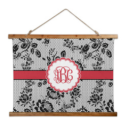 Black Lace Wall Hanging Tapestry - Wide (Personalized)
