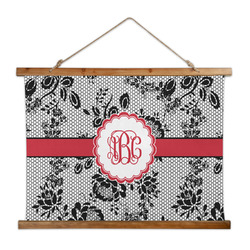 Black Lace Wall Hanging Tapestry - Wide (Personalized)