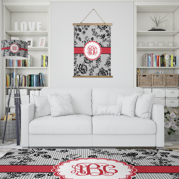 Black Lace Wall Hanging Tapestry - Portrait - IN CONTEXT