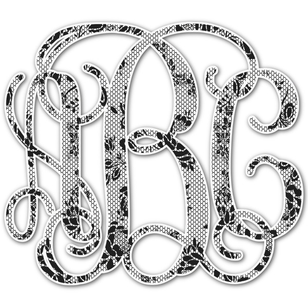 Custom Black Lace Monogram Decal - Medium (Personalized)