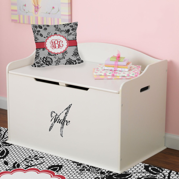 Black Lace Wall Name & Initial Small on Toy Chest