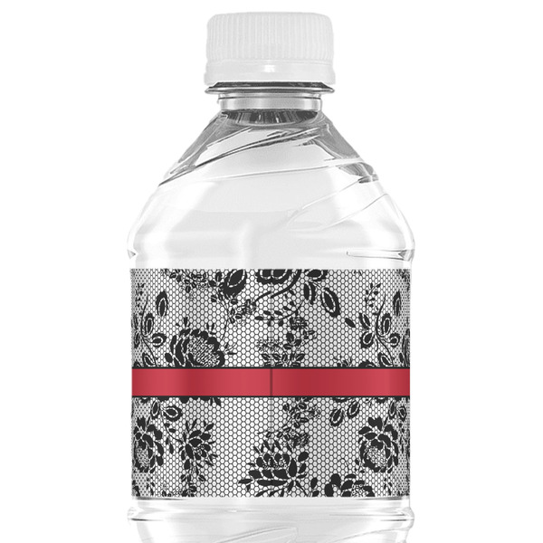 Black Lace Water Bottle Label - Back View