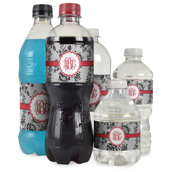 Black Lace Water Bottle Label - Multiple Bottle Sizes