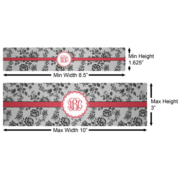 Black Lace Water Bottle Labels w/ Dimensions