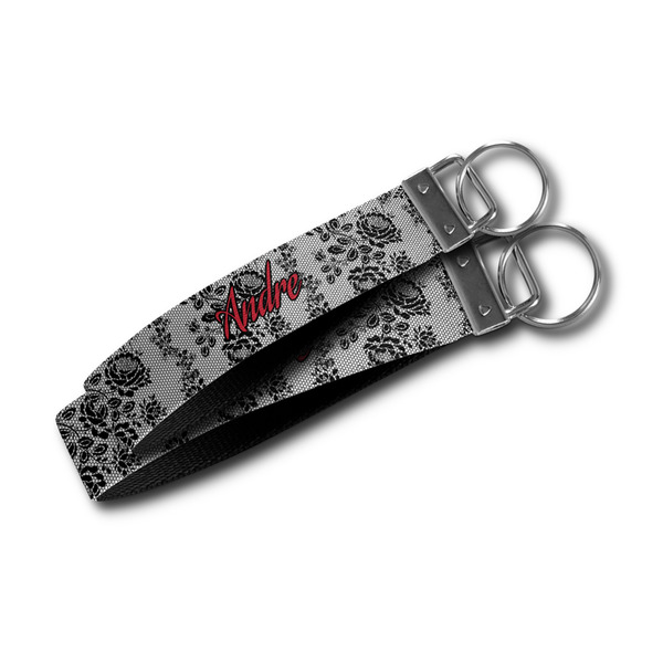 Black Lace Webbing Keychain FOBs - Size Comparison