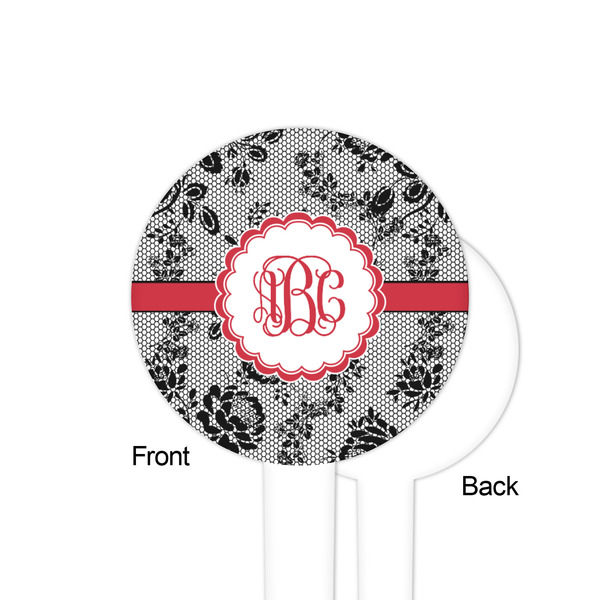 Black Lace White Plastic 4" Food Pick - Round - Single Sided - Front & Back