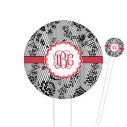 Black Lace Round Plastic Food Picks (Personalized)