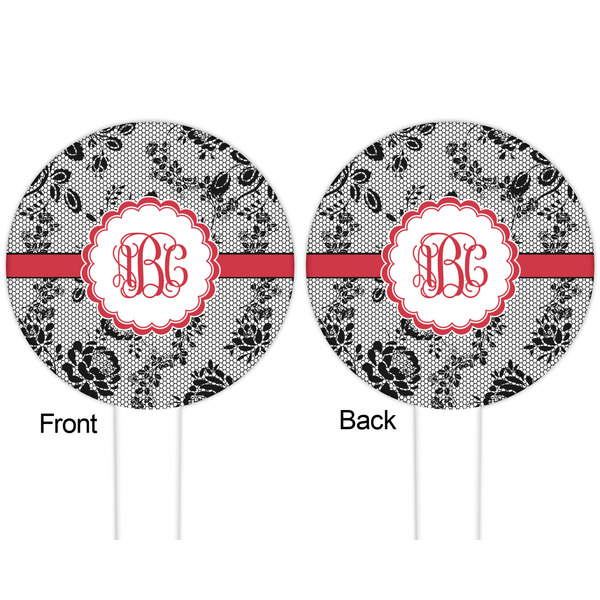 Black Lace White Plastic 6" Food Pick - Round - Double Sided - Front & Back