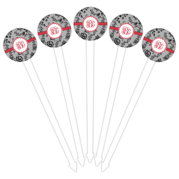 Black Lace White Plastic 6" Food Pick - Round - Fan View