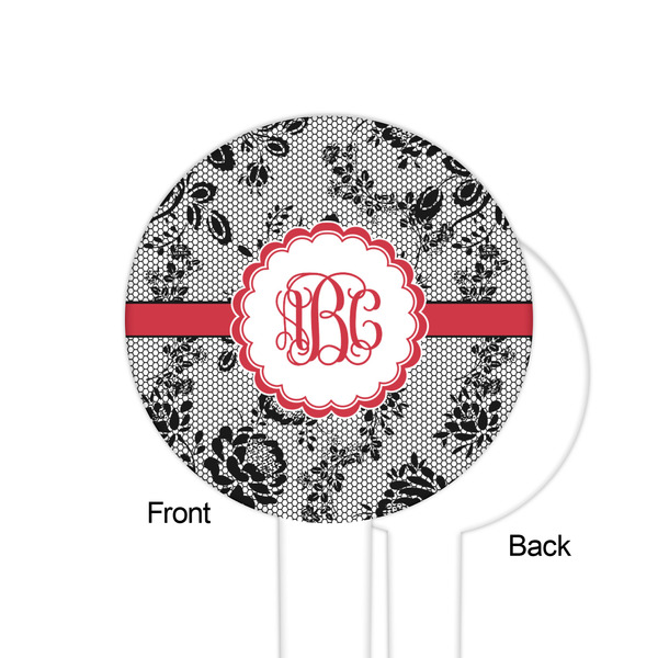 Black Lace White Plastic 6" Food Pick - Round - Single Sided - Front & Back