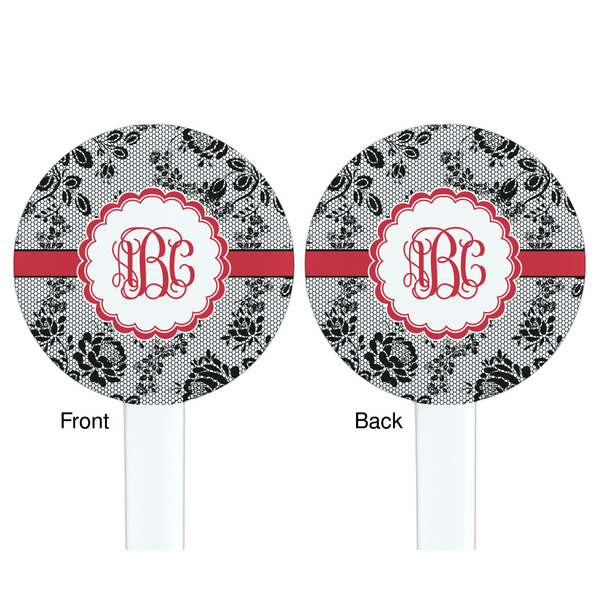 Black Lace White Plastic 7" Stir Stick - Double Sided - Round - Front & Back