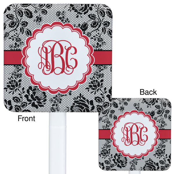Black Lace White Plastic Stir Stick - Double Sided - Approval