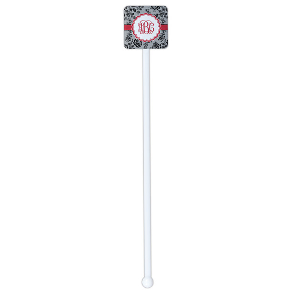 Black Lace White Plastic Stir Stick - Single Sided - Square - Single Stick