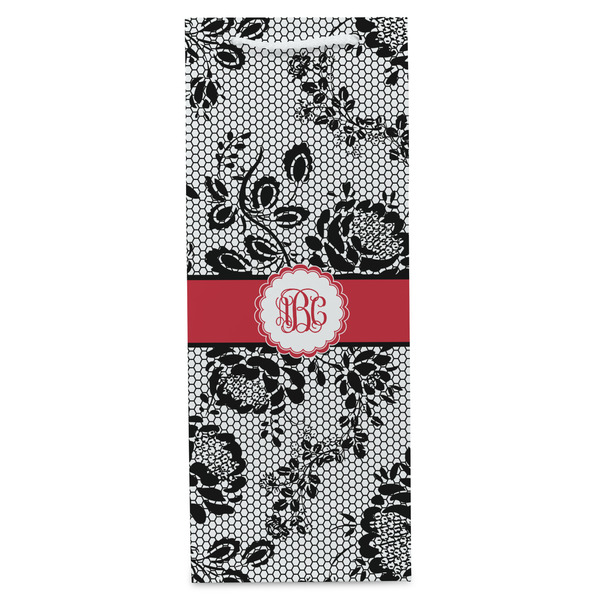 Black Lace Wine Gift Bag - Matte - Front