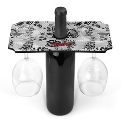 Black Lace Wine Bottle & Glass Holder (Personalized)