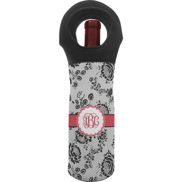 Custom Black Lace Wine Tote Bag (Personalized)