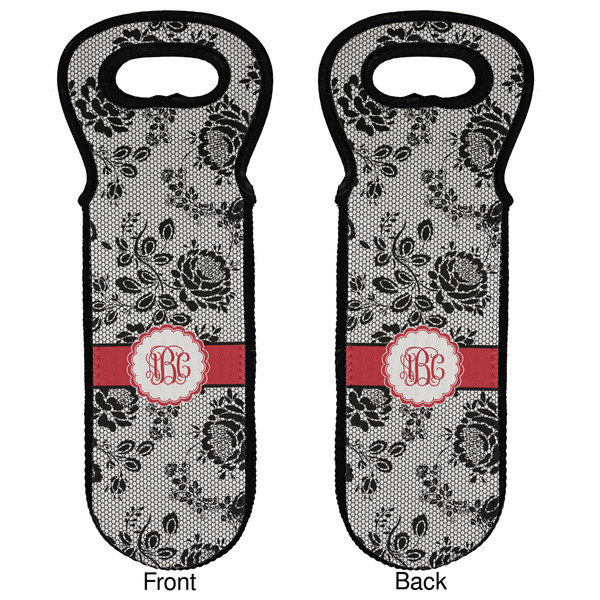 Black Lace Wine Tote Front & Back