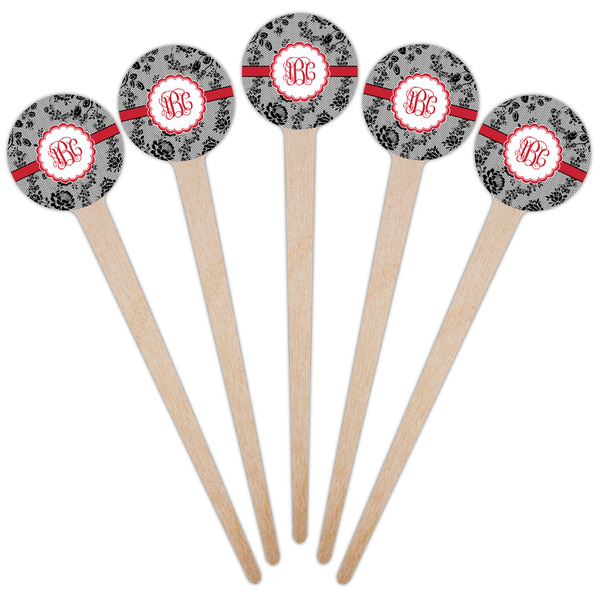 Black Lace Wooden 4" Food Pick - Round - Fan View