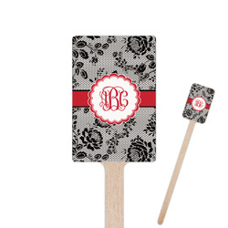 Black Lace 6.25" Rectangle Wooden Stir Sticks - Double Sided (Personalized)