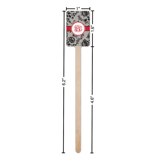 Black Lace Wooden 6.25" Stir Stick - Rectangular - Dimensions