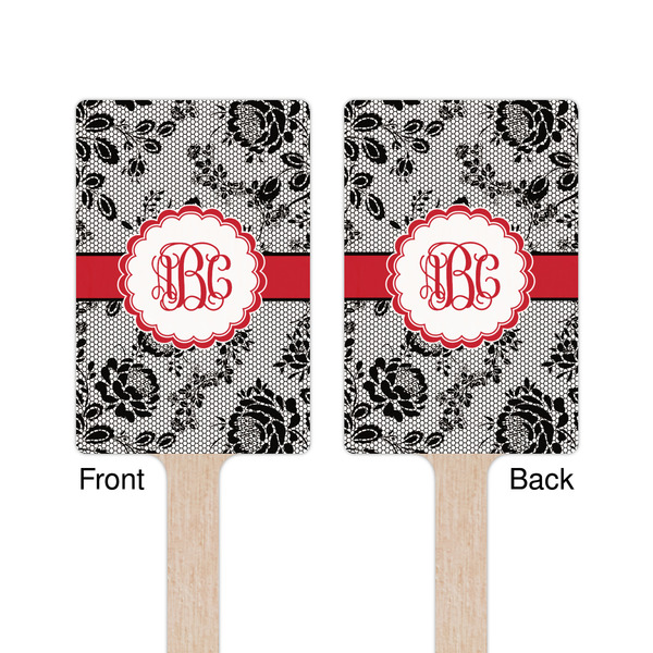 Black Lace Wooden 6.25" Stir Stick - Rectangular - Double Sided - Front & Back