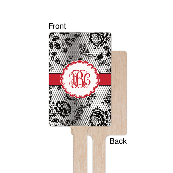 Black Lace Wooden 6.25" Stir Stick - Rectangular - Single - Front & Back