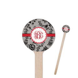 Black Lace 6" Round Wooden Stir Sticks - Double Sided (Personalized)