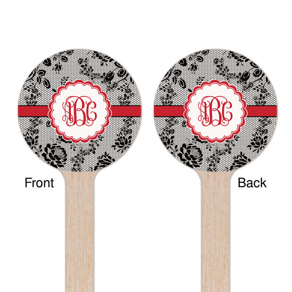 Black Lace Wooden 6" Stir Stick - Round - Double Sided - Front & Back