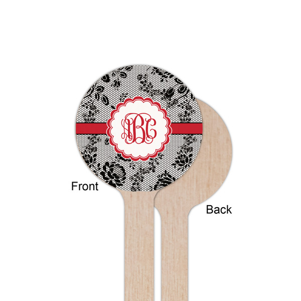 Black Lace Wooden 6" Stir Stick - Round - Single Sided - Front & Back