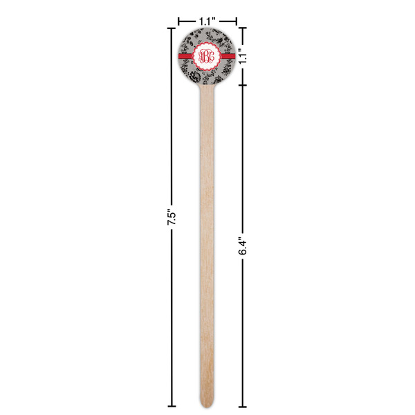 Black Lace Wooden 7.5" Stir Stick - Round - Dimensions