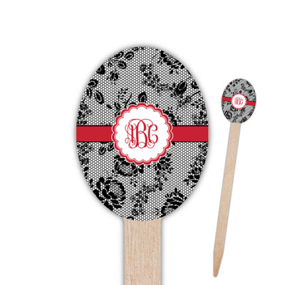Black Lace Oval Wooden Food Picks (Personalized)