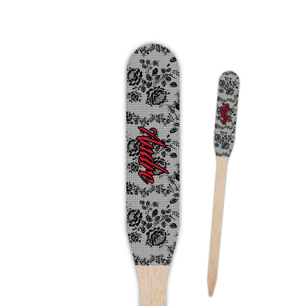 Custom Black Lace Paddle Wooden Food Picks (Personalized)