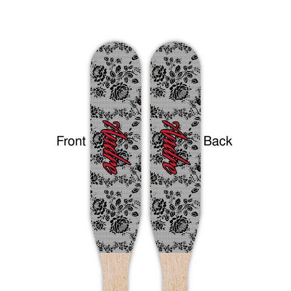 Black Lace Wooden Food Pick - Paddle - Double Sided - Front & Back