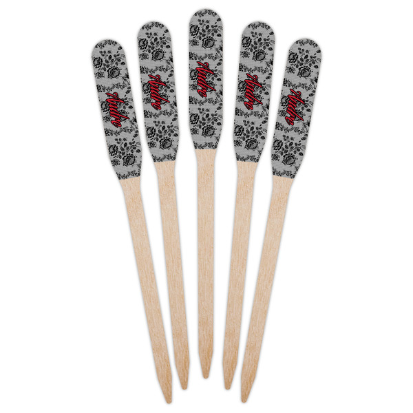 Black Lace Wooden Food Pick - Paddle - Fan View