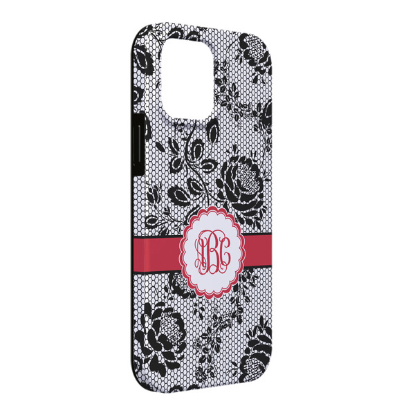 Custom Black Lace iPhone Case - Rubber Lined - iPhone 13 Pro Max (Personalized)