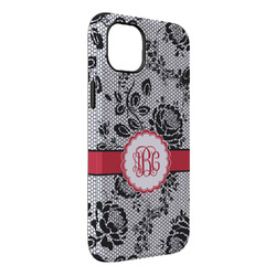 Black Lace iPhone Case - Rubber Lined - iPhone 14 Plus (Personalized)