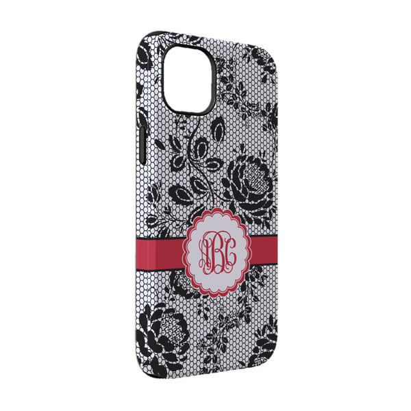 Custom Black Lace iPhone Case - Rubber Lined - iPhone 14 Pro (Personalized)