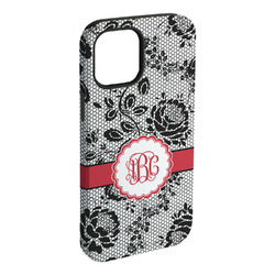 Black Lace iPhone Case - Rubber Lined - iPhone 15 Pro Max (Personalized)