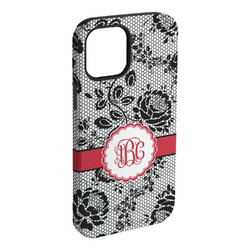 Black Lace iPhone Case - Rubber Lined - iPhone 15 Pro Max (Personalized)