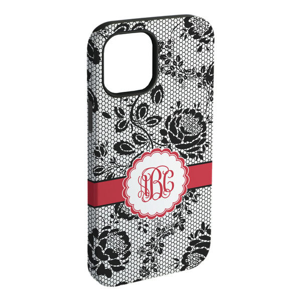 Custom Black Lace iPhone Case - Rubber Lined (Personalized)