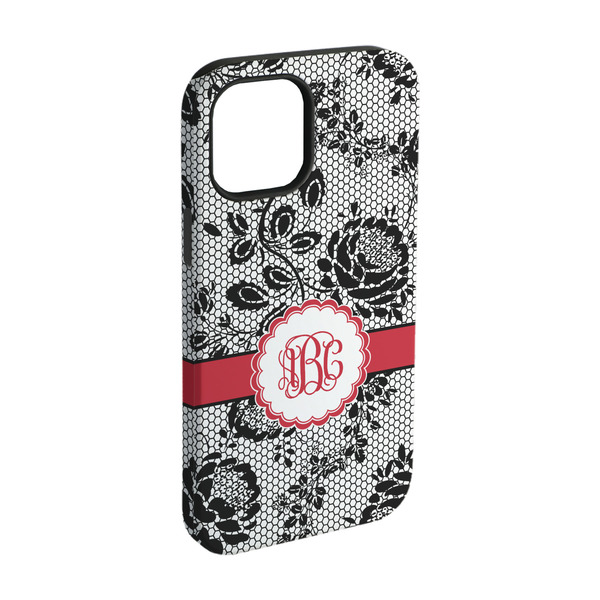 Custom Black Lace iPhone Case - Rubber Lined - iPhone 15 Pro (Personalized)