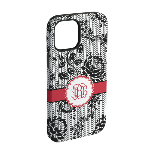 Custom Black Lace iPhone Case - Rubber Lined - iPhone 15 (Personalized)