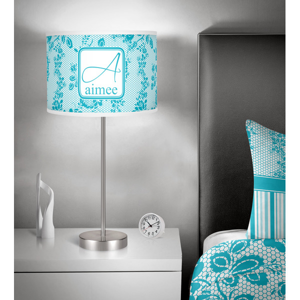 Lace 13 inch drum lamp shade - in room