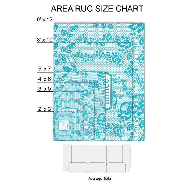 Lace 2'x3' Indoor Area Rugs - Size Chart