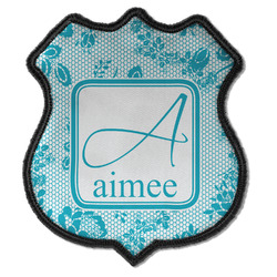 Lace Iron On Shield Patch C w/ Name and Initial